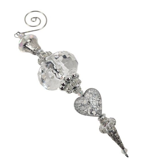 Silver And Clear Acrylic Ornaments 1 Christmas Tree Glitter 5 Finial Drop - Picture 5 of 9